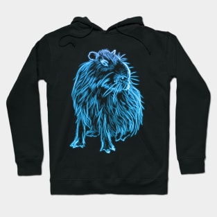 Blue glowing capybara Hoodie